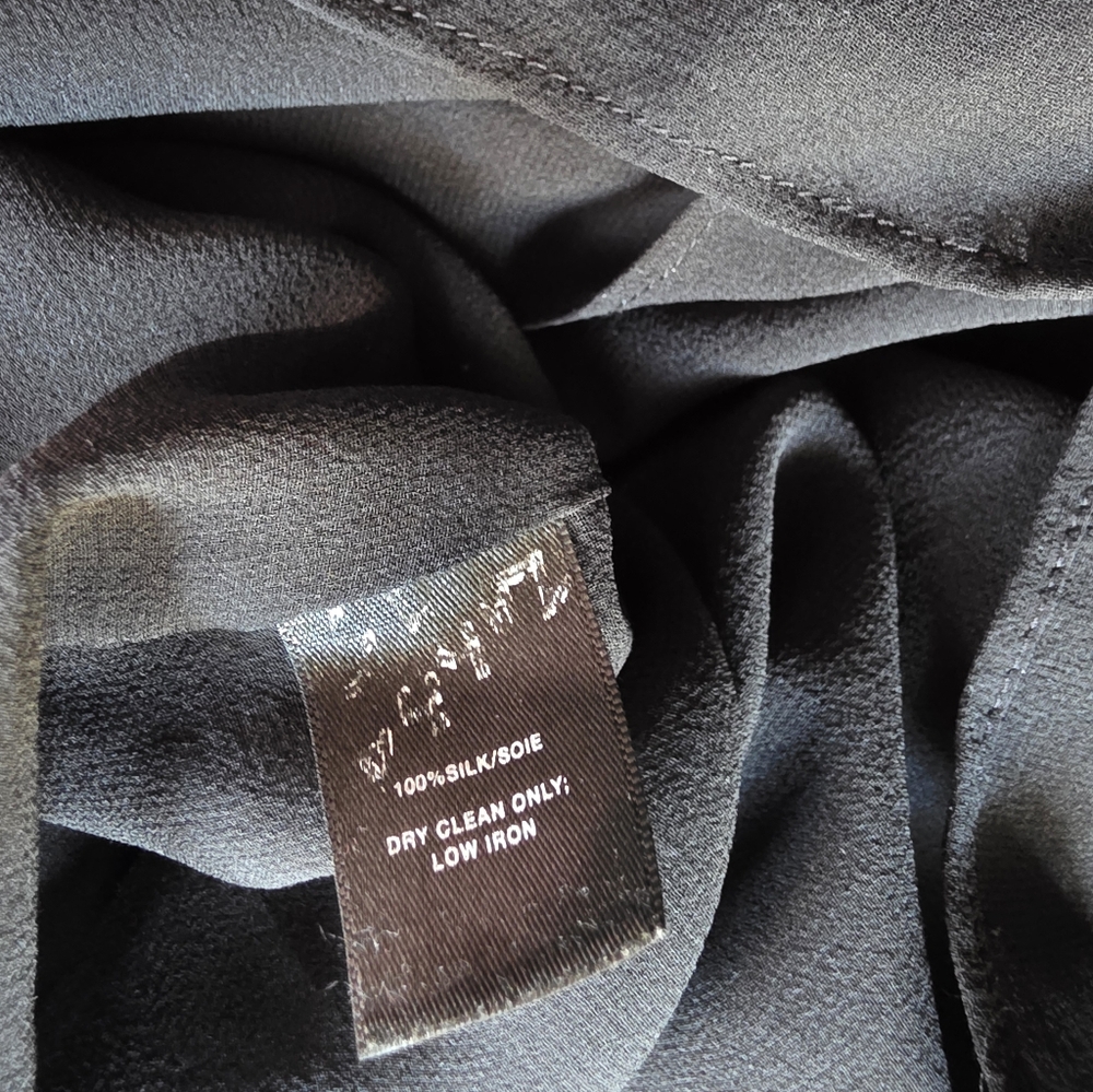 Lafayette 148 New York 100% Silk Black SzL  Blouse - Picture 5 of 5